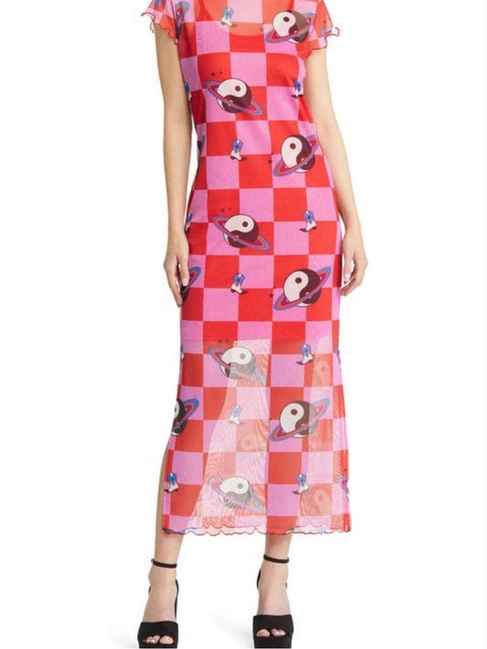 Dressed in Lala Mad About You Mesh Dress + Slip in Cosmic Cowgirl - Picture 2 of 8